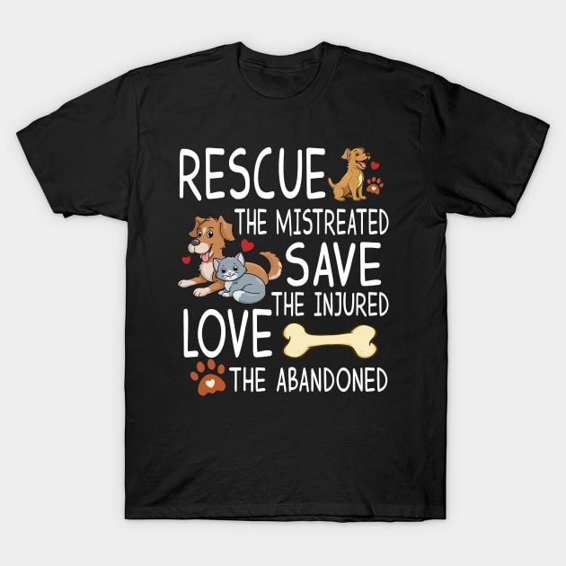Animal Rights Cruelty Awareness, Cat Dog Rescue, Animal Lover T-Shirt by artbyGreen